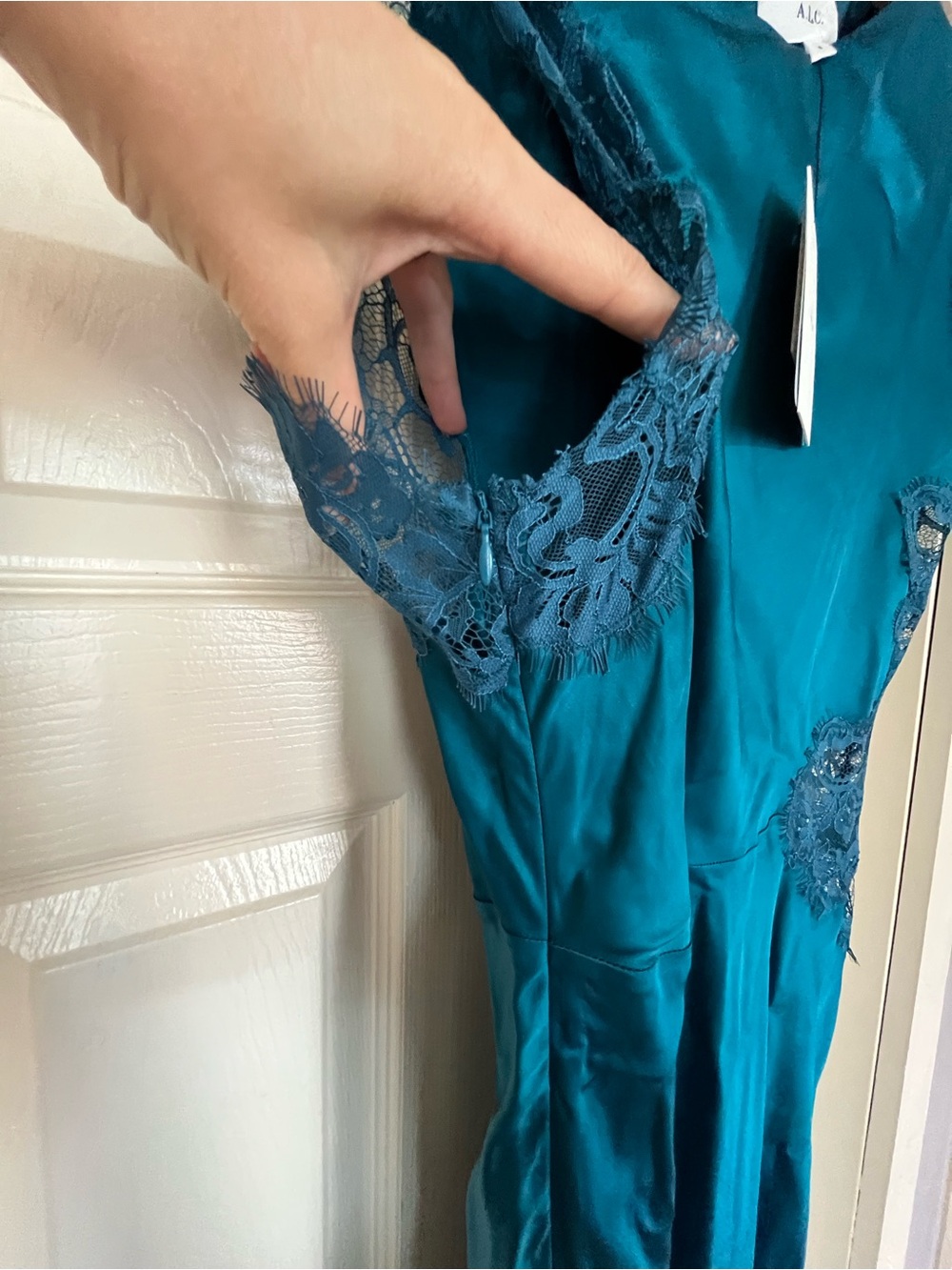 ALC Alessia Textured Satin And Lace Maxi Dress - Picture 8 of 15